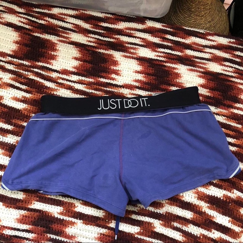 Nike Just Do It Fold over Y2K 2000s Micro Mini Booty Shorts Drawstring Low Rise
